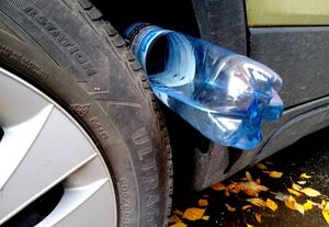 Между колесом и крылом застряла пластиковая бутылка – почему надо быть начеку?