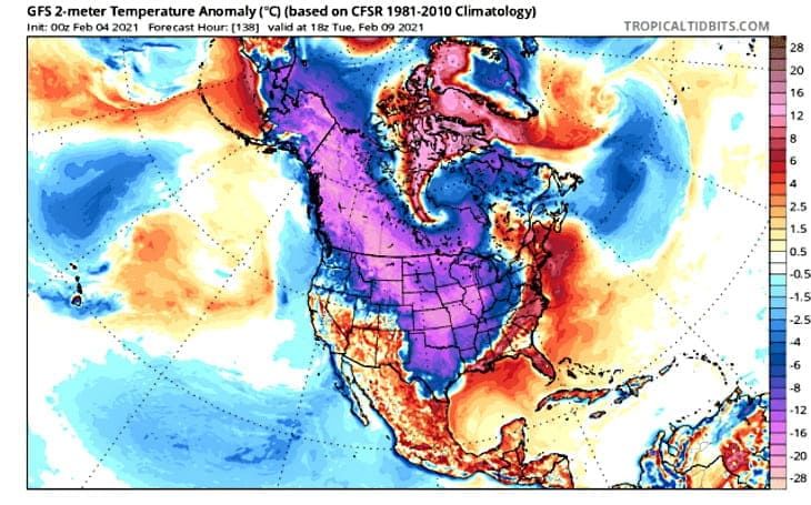 Беспрецедентное похолодание накроет одновременно Северную Америку, Европу и Азию. 