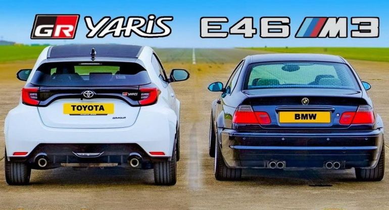 Дрэг-гонка: купе BMW M3 E46 против хэтчбека Toyota GR Yaris 