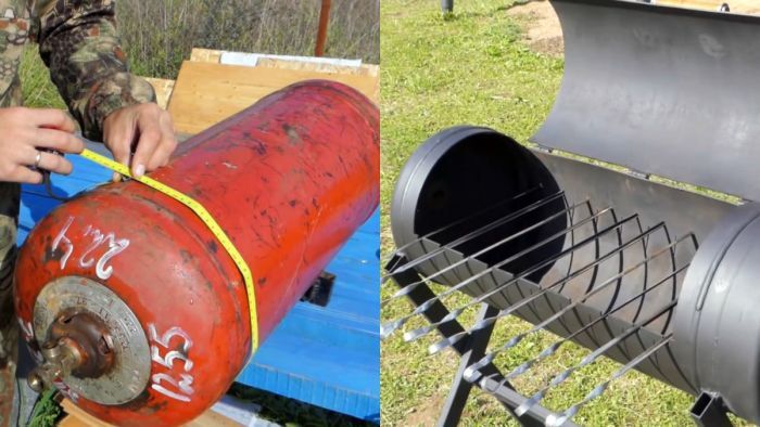 Мангал-барбекю из газового баллона своими руками