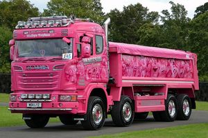 Ярко-розовый грузовик самосвал Scania “Принцесса” - он собирает пожертвования для маленьких пациентов