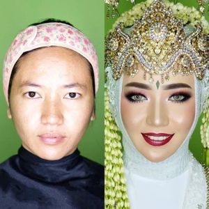 Индонезийские невесты до и после нанесения макияжа