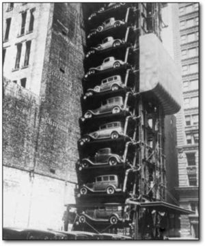 Вертикальные автомобильные парковки из прошлого