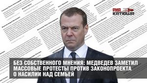 Без собственного мнения: Медведев заметил массовые протесты против законопроекта о насилии над семьей
