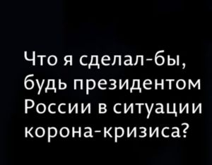 Что я сделал-бы, будь президентом России в ситуации корона-кризиса?