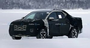 Новый пикап Hyundai Santa Cruz замечен во время тестов на замёрзшем озере