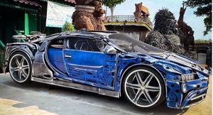 В Сети показали гиперкар Bugatti Chiron, сделанный из металлолома