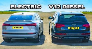 Audi Q7 V12 TDI вывели на дрег-гонку против e-tron Sportback