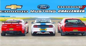 Дрэг-гонка: Ford Mustang против Chevrolet Camaro и Dodge Challenger