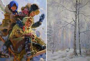 Зимние забавы на картинах русских и советских художников: От рождественских базаров до святочных гаданий
