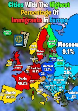 Европейские города с самой высокой долей мигрантов