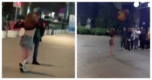 Девушка показывала грудь прохожим