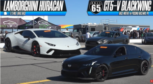 Cadillac CT5-V Blackwing, Lamborghini Huracan и Mustang устроили гонку на грани риска