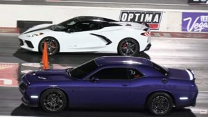Редкий Chevrolet Corvette Stingray R неожиданно уступил Dodge Challenger на драг-рейсе в Лас-Вегасе