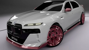 Электрический BMW i7 получил яркий тюнинг от Larte Design с розовыми акцентами