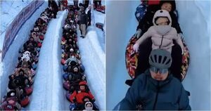 Китайцы придумали «снежный экспресс» из ватрушек: новое зимнее развлечение покоряет склоны!