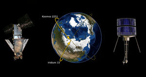 Первое столкновение спутников на орбите Земли