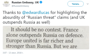«Спасибо, что осветили абсурдность ваших претензий»: посольство РФ в Лондоне с иронией о статье The Times